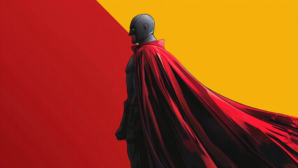 A Male Superhero Character Isolated on a Colorful Backdrop With Copy Space