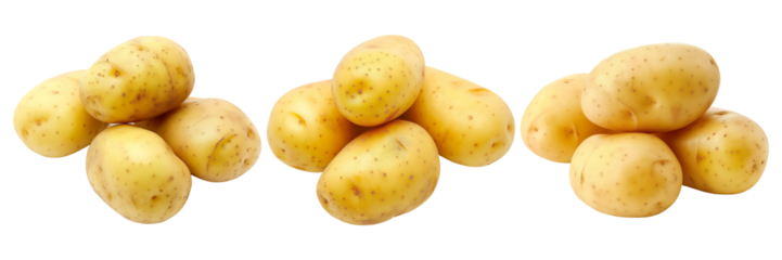 Raw Potatoes Grouped on Transparent Background