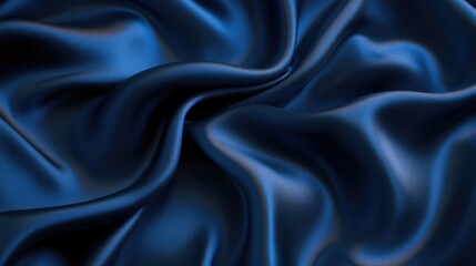 Obraz premium Elegant silk fabric texture background in deep navy blue, adding a touch of luxury and sophistication to designs.