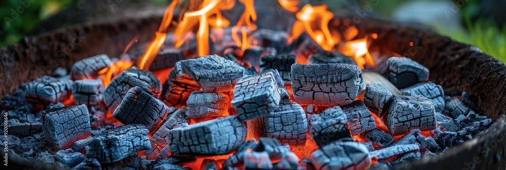 Poster Grilling with Charcoal in a Rustic Environment