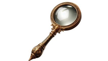 Vintage magnifying glass isolated .png transparant background.