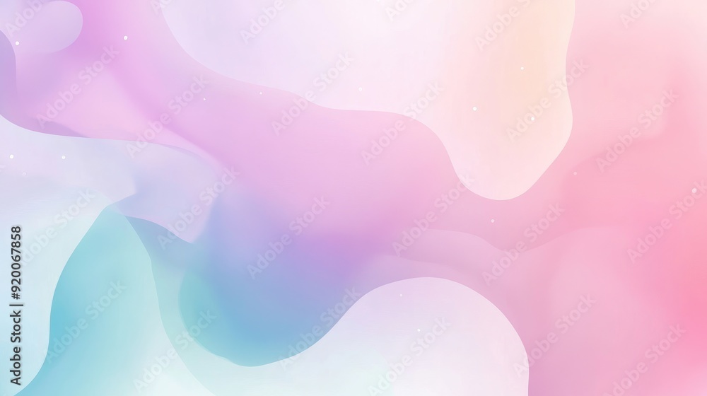 Poster soft gradient background with pastel colors and abstract shapes, great for calming and peaceful them