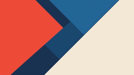Obraz premium Geometric Logo Design in Red, White, and Blue with Minimalistic Vector Art Style on Solid Background