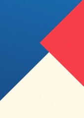 Geometric Minimalist Logo Design in Red, White, and Blue Color Scheme on Solid Background with Copy Space