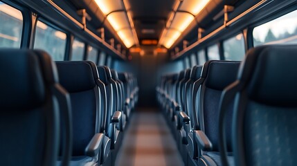 Empty Seats on a Modern Bus Interior