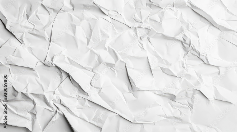 Poster white crumpled paper texture background with subtle creases, perfect for creative and handmade desig