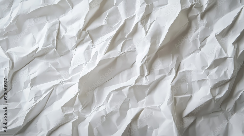 Poster white crumpled paper texture background with subtle creases, perfect for creative and handmade desig