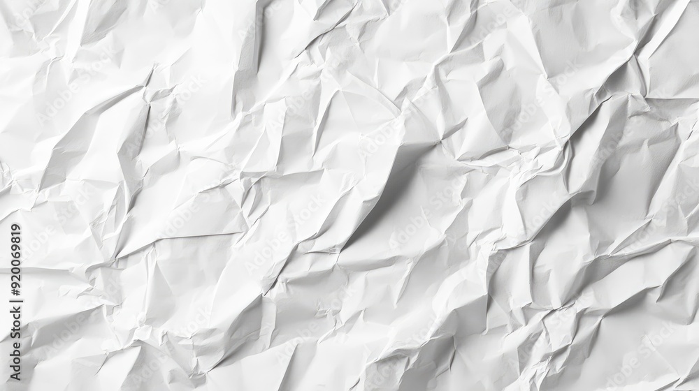 Poster white crumpled paper texture background with subtle creases, perfect for creative and handmade desig