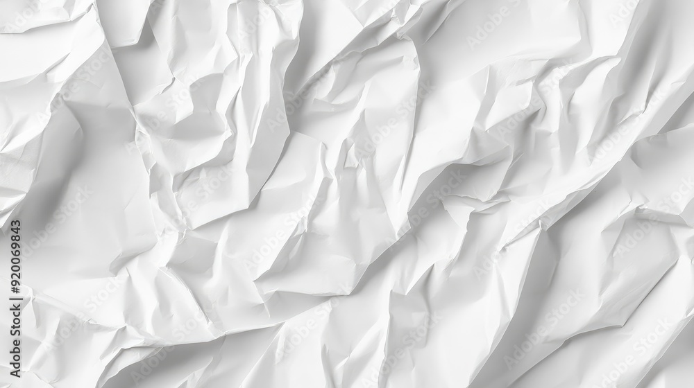 Poster white crumpled paper texture background with subtle creases, perfect for creative and handmade desig