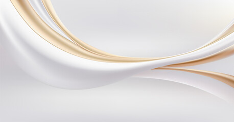 Smooth, flowing curves in rich white and gold hues. Luxurious and elegant illustration image design.