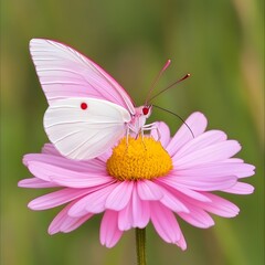 Naklejka premium butterfly on pink flower