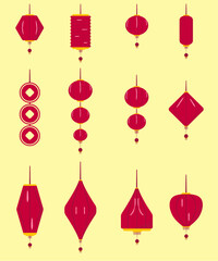 A set of chinese lanterns with a yellow background