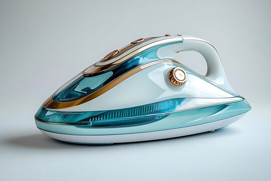 Blue and Gold Electric Iron - Realistic Image