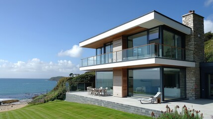 Write about the maritime influences in designing a coastal house in the UK.
