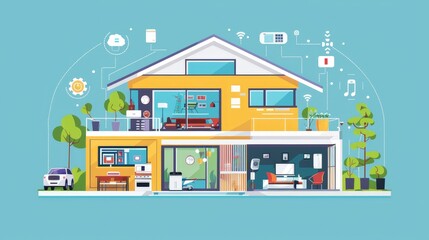 Write about the role of technology in a smart family house. Describe smart appliances, integrated home systems, and how technology improves convenience and connectivity for family members.