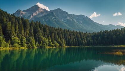 Mountain peak Zugspitze Summer day at lake Eibsee near Garmisch Partenkirchen. Bavaria, Germany 17