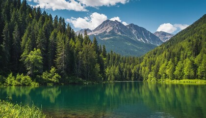 Scenic view of lake and mountains against sky 17