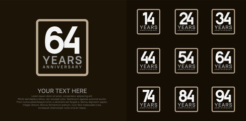 anniversary set logo style with brown and grey color in square for company celebration moment