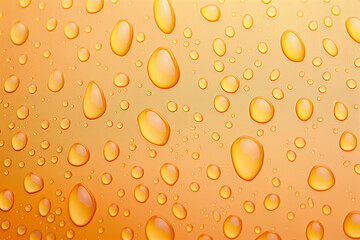 Water drops on orange background. Rain drops on glossy window glass.