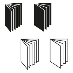 Open book icons. Vector illustration. Black and white. Simple design.