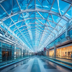 Obraz premium Interior of the modern airport terminal. Toned image.
