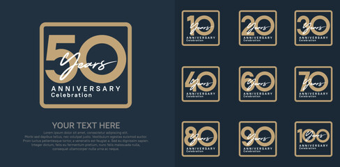 anniversary set logo style with brown and white color in square for company celebration moment