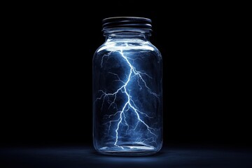 Lightning in a Bottle Concept on Black Background