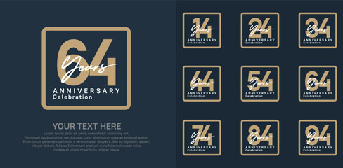 anniversary set logo style with brown and white color in square for company celebration moment
