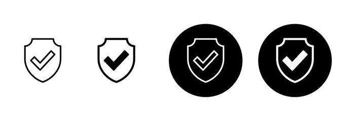 Shield check mark icon vector isolated on white background. Protection approve sign. Safe icon vector