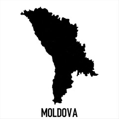 Moldova Map - black World Map International vector template with High detailed isolated on white background - Vector