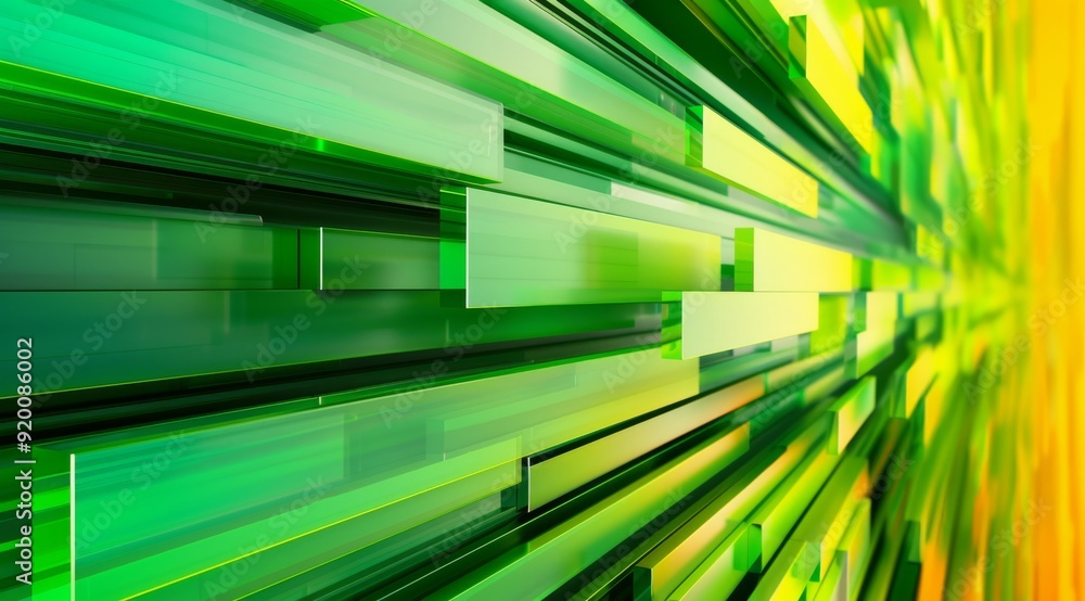 Poster an energetic and vibrant blend of intertwining green and yellow lines that create a vivid abstract b