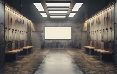 empty subway station with blank billboard on the wall