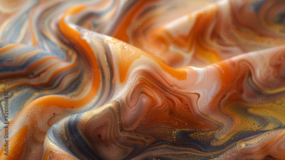 Poster a macro shot of a beeswax wrap with a marbled design capturing the unique blend of colors and swirls