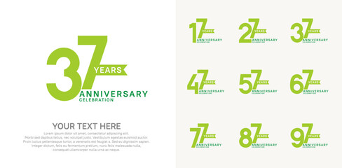 anniversary set, green color with ribbon for celebration event