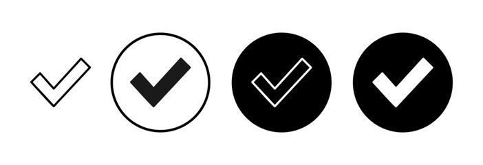 Check icon vector isolated on white background. check mark icon. check list button icon. Tick