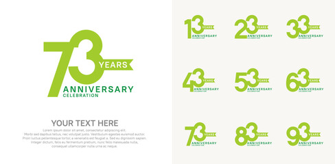 anniversary set, green color with ribbon for celebration event