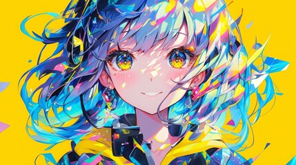 かわいい女の子の顔クローズアップイラスト,Generative AI AI画像