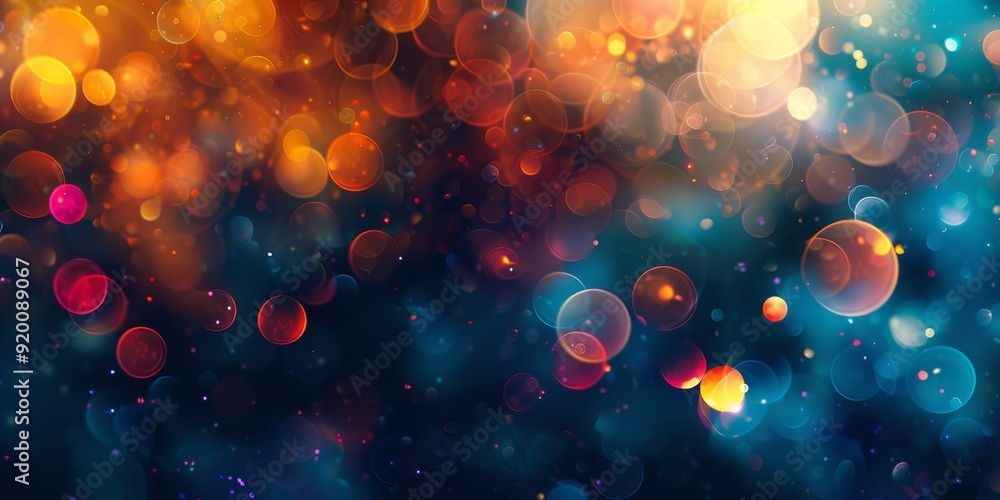 Poster Colorful bokeh lights create a dynamic and artistic background that is ideal for showcasing various types of media