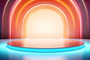 Obraz premium Abstract 3D stage with glowing archway.