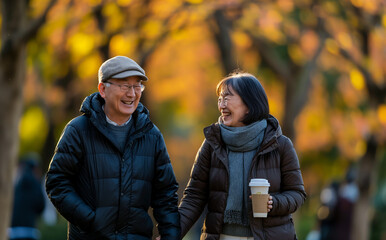 Fototapeta premium couple in autumn park