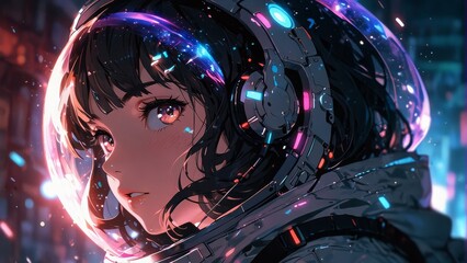 宇宙服を着ている女の子イラスト,Generative AI AI画像