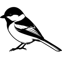 Capped chickadee isolated on white, capped chickadee vector illustration, bird vector art, capped chickadee silhouette, penguin with cream vector icon, animales line art, eps