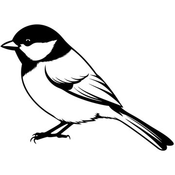 recommend clip art: Capped chickadee isolated on white, capped chickadee vector illustration, bird vector art, capped chickadee silhouette, penguin with cream vector icon, animales line art, eps
