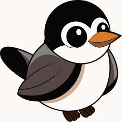 Capped chickadee isolated on white, capped chickadee vector illustration, bird vector art, capped chickadee silhouette, penguin with cream vector icon, animales line art, eps