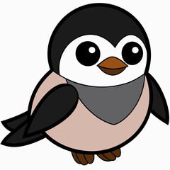Capped chickadee isolated on white, capped chickadee vector illustration, bird vector art, capped chickadee silhouette, penguin with cream vector icon, animales line art, eps