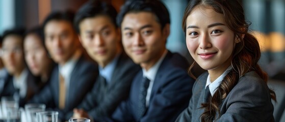 Fototapeta premium Visualize an Asian team of business consultants in a meeting