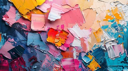 Fototapeta premium A mosaic of pixel squares crafted from paper, forming a textured and colorful background.