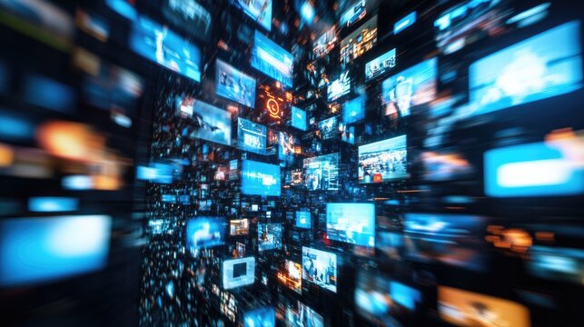 A computer screen with many different images on it. The images are all blurry and overlapping, creating a sense of chaos and confusion. Scene is one of disarray and disorder - Powered by Adobe