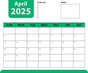 January 2025 Calendar. Vector Calendar. Week starts Monday. Calendar Template in Minimal Design