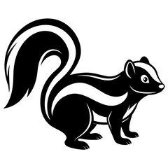 Line Art Skunk Illustration - Minimalist Black and White Design